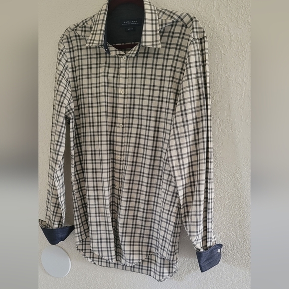 ZARA Mens /Button Down Casual Long Sleeve Shirt / Size Mediu-Slim Fit - Picture 4 of 6